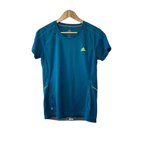 Adidas Supernova Blue & Gray Short Sleeve Athletic T-Shirt Zipper Pocket Large - Picture 1 of 11